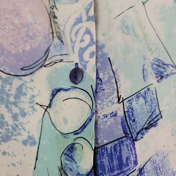 Vintage The Limited Sz XS Abstract Art Print Oversized Silk Blouse Shirt 90s - Picture 4 of 11